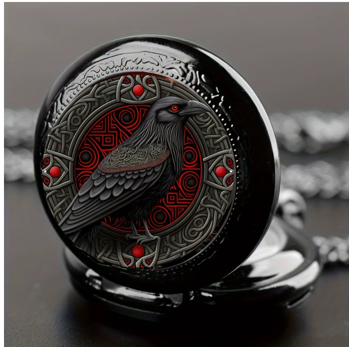 Crimson Crow Pocket Watch