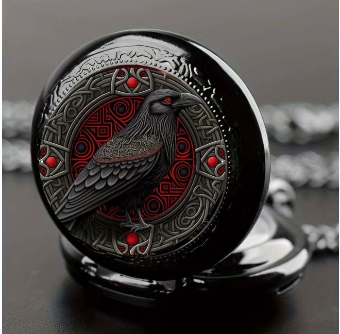 Crimson Crow Pocket Watch
