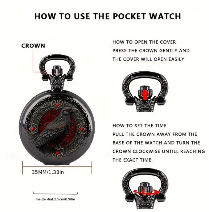 Crimson Crow Pocket Watch