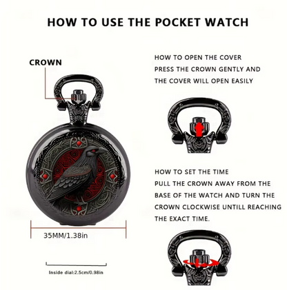 Crimson Crow Pocket Watch